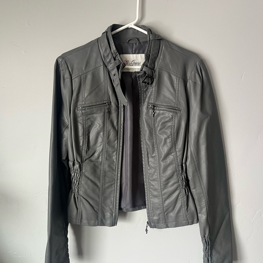 Guess Women's Gray Faux Leather Jacket